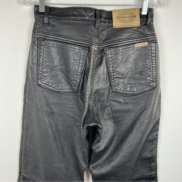 Vintage Washable Black Leather High Waisted Straight Leg Pants Size 26 - Picture 10 of 16